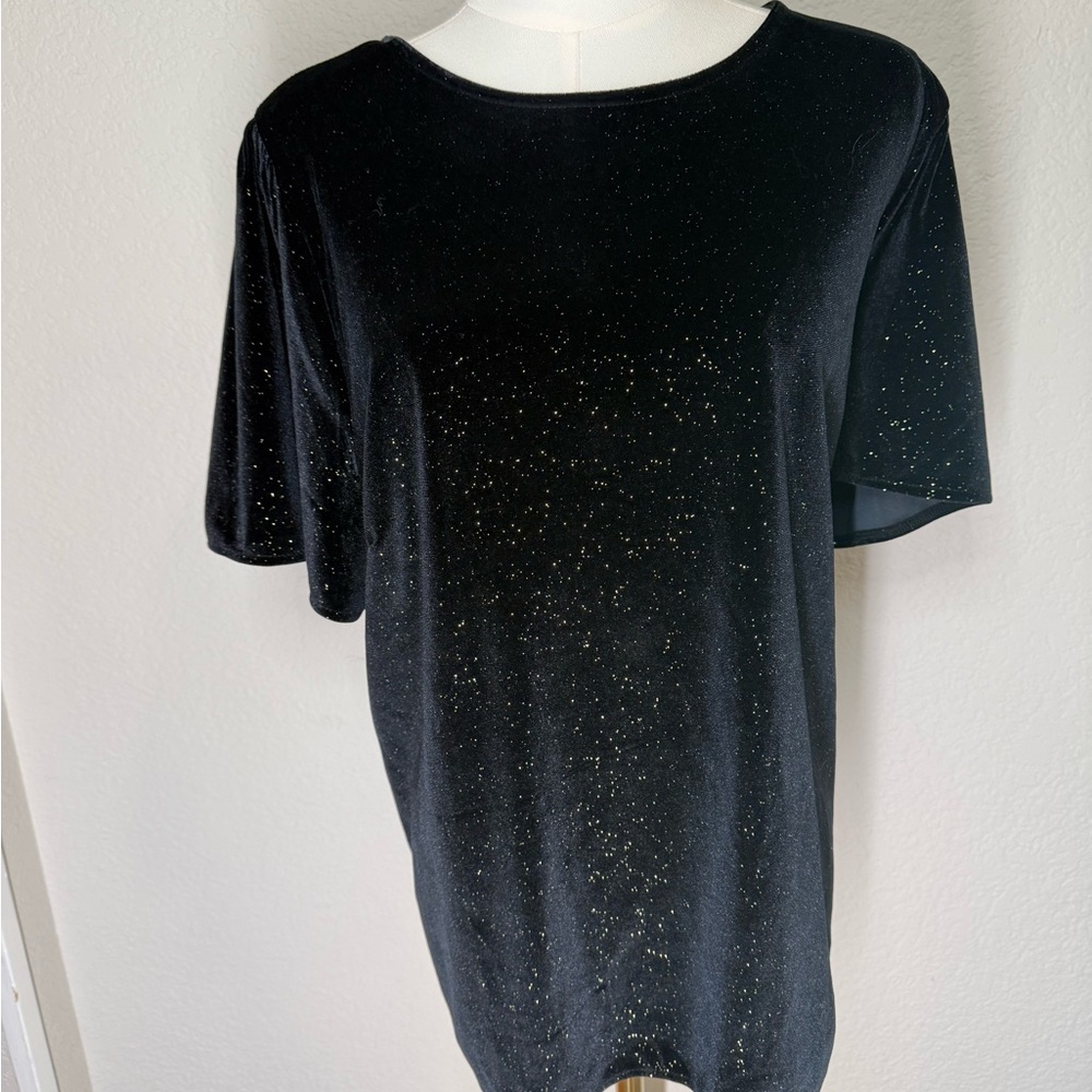 J. Crew Black Tee with Gold Speckles